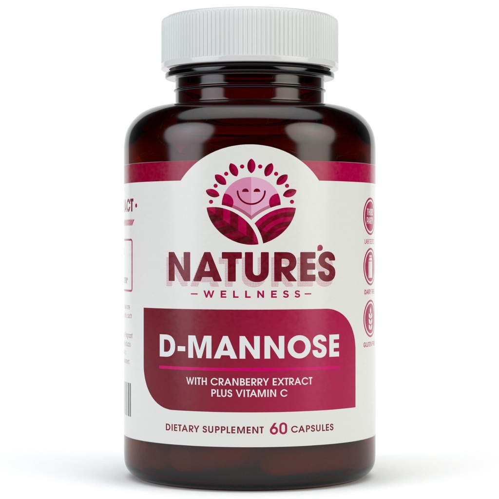 D MANNOSE avec extrait de canneberge et vitamine C - Nettoyant et santé de la vésicule urinaire - Protège contre les infections urinaires UTI - Impuretés naturelles de la grippe et de la désintoxication