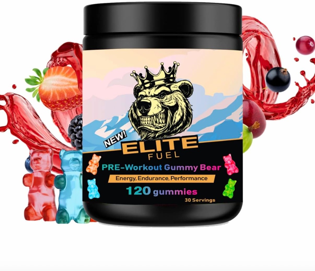 Avant l'entraînement Gummies Elite Combustible - Énergie sans fin, gain de force instantané, pompe intense, puissance énergétique améliorée et performance sportive améliorée, performance d'endurance