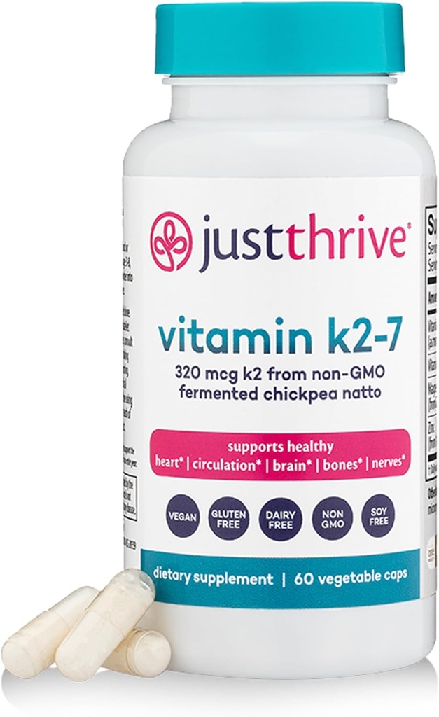 Juste Thrive Vitamine K2-7 - Supplément de vitamine K2 os, cerveau et santé cardiaque, 60 capsules
