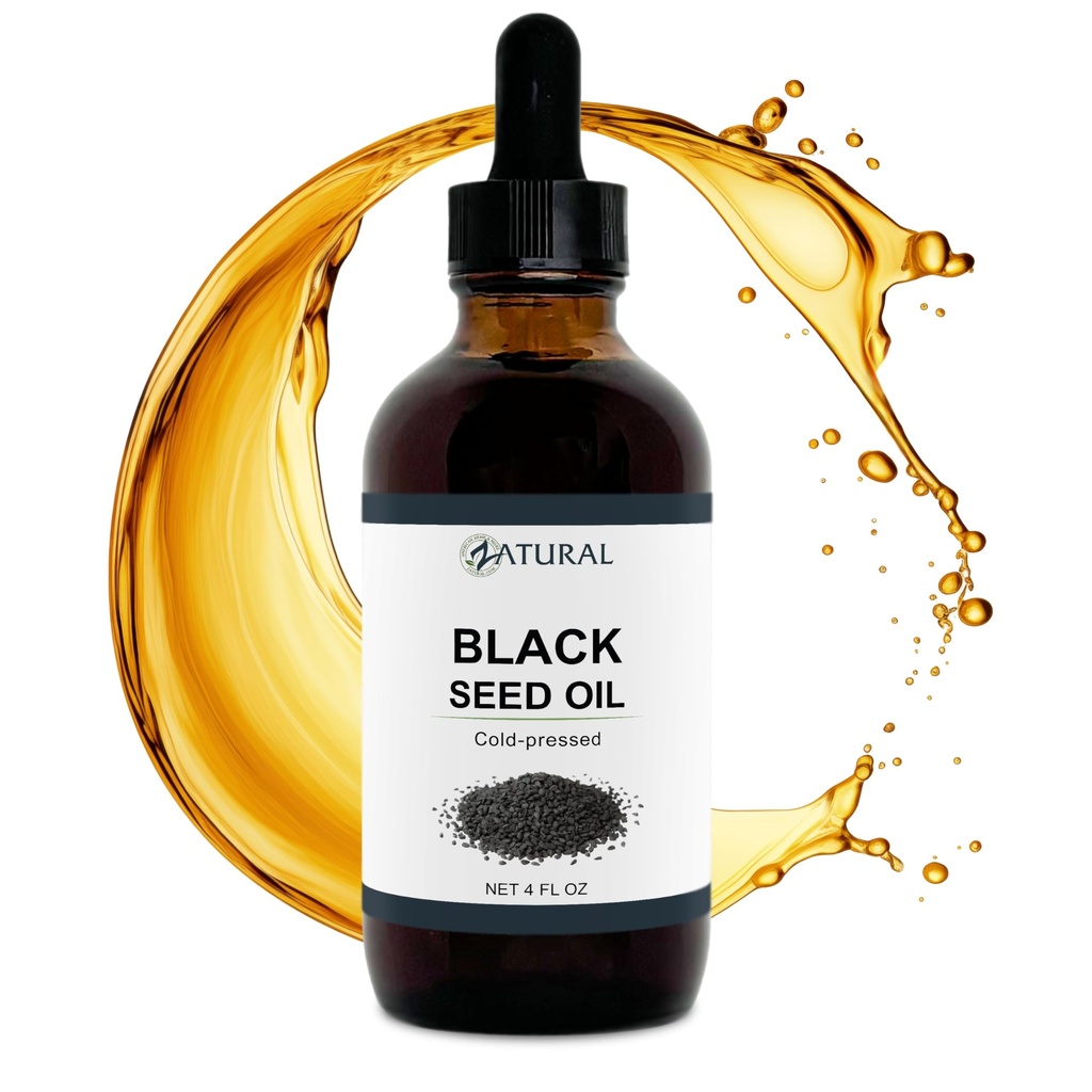Huile de graines noires zaturale Nigella Sativa Huile de cumin pressée froide Digestion, peau, cerveau, immune, articulations et plus (4 Fl Oz)