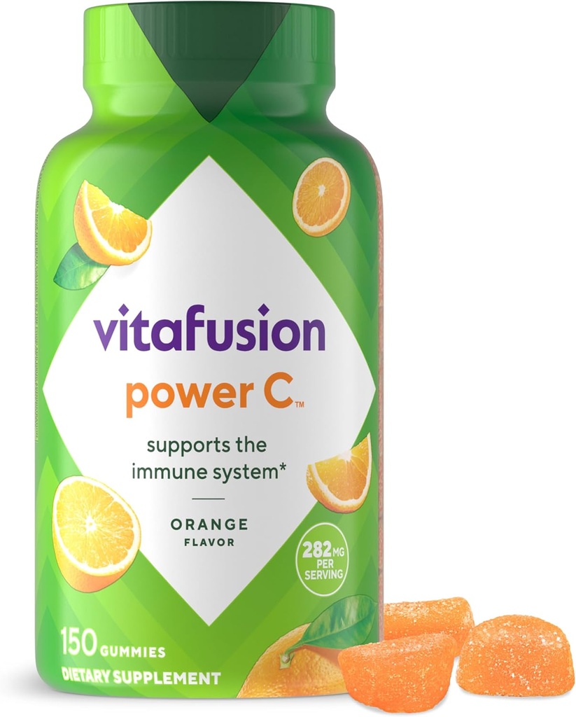 Vitafusion Power C Gummy Immune Support* avec vitamine C, délicieuse saveur orange, 63ct (21 jours)