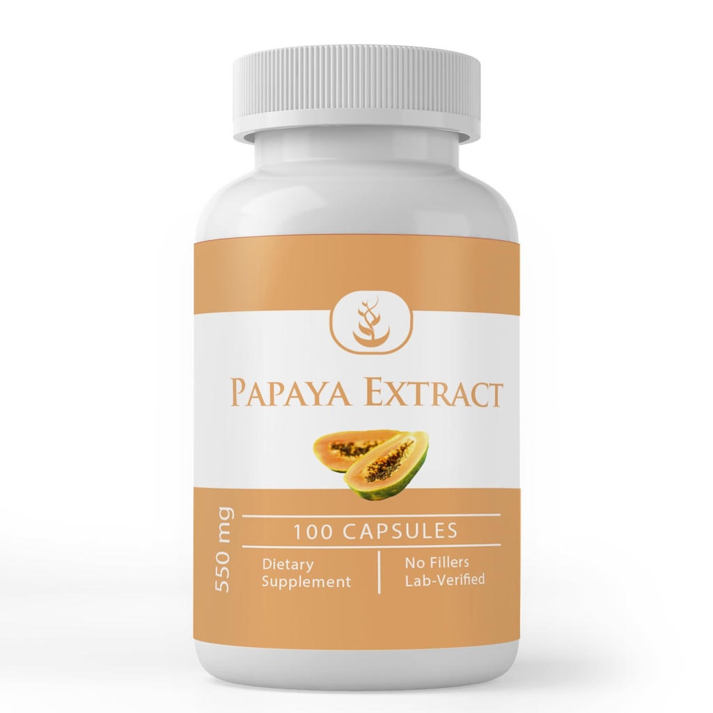 PURE ORIGINAL INGRÉDIENTS Extrait de papaye, (100 Capsules) Toujours Pure, Pas d'additifs ou de remplissage, Verifié en laboratoire