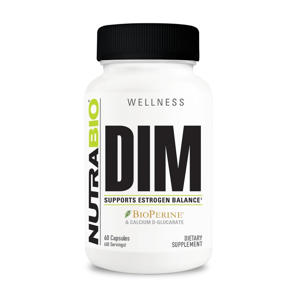 NutraBio DIM Supplément, soutient l'équilibre œstrogène, 100mg - 60 capsules végétales