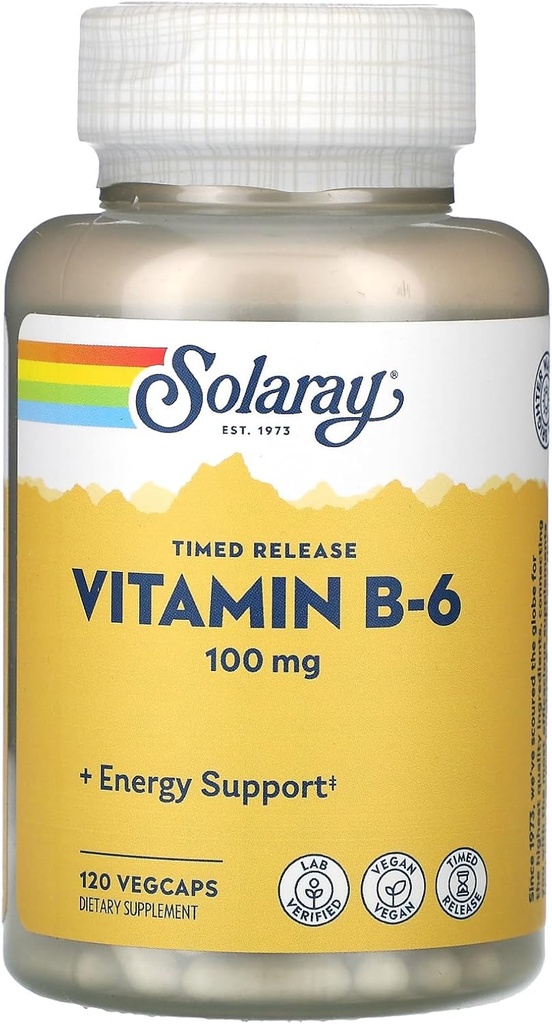 Solaray B 6 Libération à deux étapes, 100mg, 60 Nombre