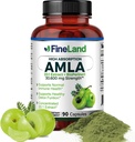 FineLand Amla (Indian Gooseberry) 20X Extrait de spectre complet – 30 600mg Équivalent par portion avec BioPerine® pour l'absorption, riche en vitamine naturelle C, immunitaire et soutien digestif – 90 Capsules Vegan