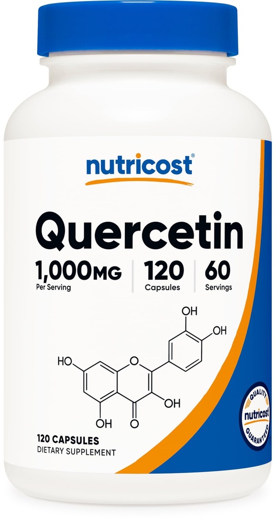 Nutricost Quercetin 1000mg, 120 capsules - Capsules végétariennes, 60 portions, 500mg par gélule, non-OGM, sans gluten