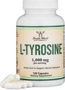 L-Tyrosine 1000mg par portion, 120 Capsules de Veggie (L supplément de Tyrosine pour la mémoire, l'attention et le focus) Acide aminé, sans danger végétalien, non-OGM par double bois