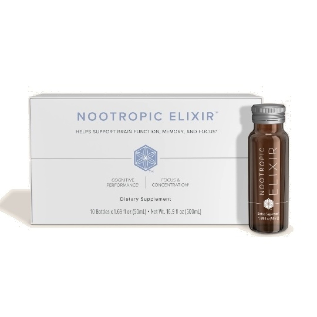 Isagenix Nootropic Elixir- Supplément Santé du cerveau et Focus - Supplément liquide avec extrait de thé vert pour soutenir un mental sain - 1,69 Oz bouteilles (10 comte)