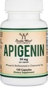 Supplément d'apigenine - 50mg par gélule, 120 Nombre (puissant bioflavonoïde trouvé dans le thé camomille pour la relaxation, le sommeil et l'humeur) Flavonols sénolytiques pour le vieillissement (sans gluten) par Double Wood