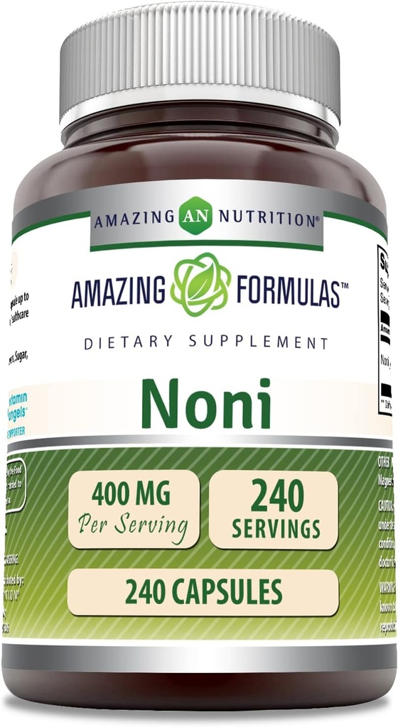 Amazing Formulas Noni 400 Mg per Serving | 240 Capsules Supplement | Non-GMO | Gluten Free | Made in USA