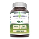 Formules étonnantes Noni 400 Mg par portion , 240 Capsules Supplément , non-GMO , sans gluten , Fabriqué aux États-Unis