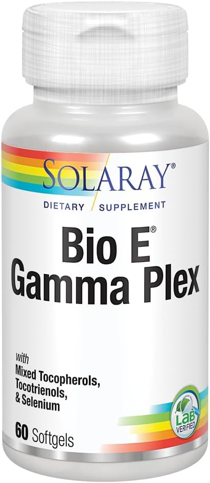 SOLARAY Bio E Gamma Plex.. Vitamine E avec mélange de tocophérol naturel pour un support antioxydant sain.. 60 Softgels, 30 portions