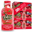 Shots d'ÉNERGIE 5 heures extra force, saveur de baie, 30 comte, 1,93 Fl Oz, sans sucre, calories zéro, acides aminés et vitamines essentielles B, supplément alimentaire, alerte de sensation et énergétique, 230 mg de caféine