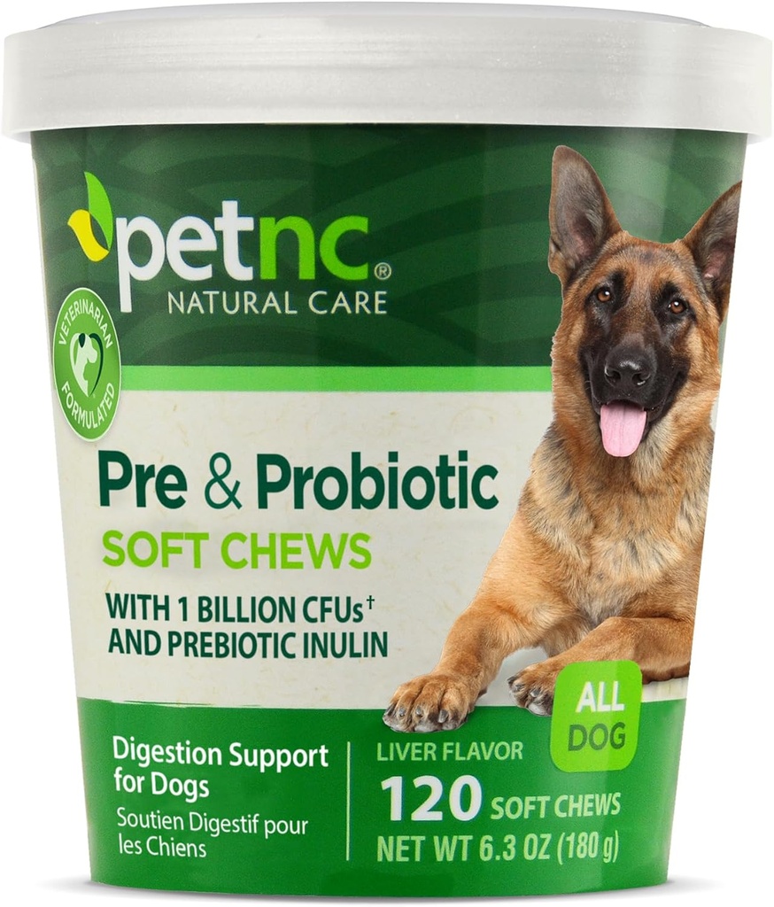 Animaux de compagnie Soins naturels Foie Flavor, Cheese Pre & Probiotic Soft Chews pour chien 120 ct (paquet de 1) (paquet de mai Vary)