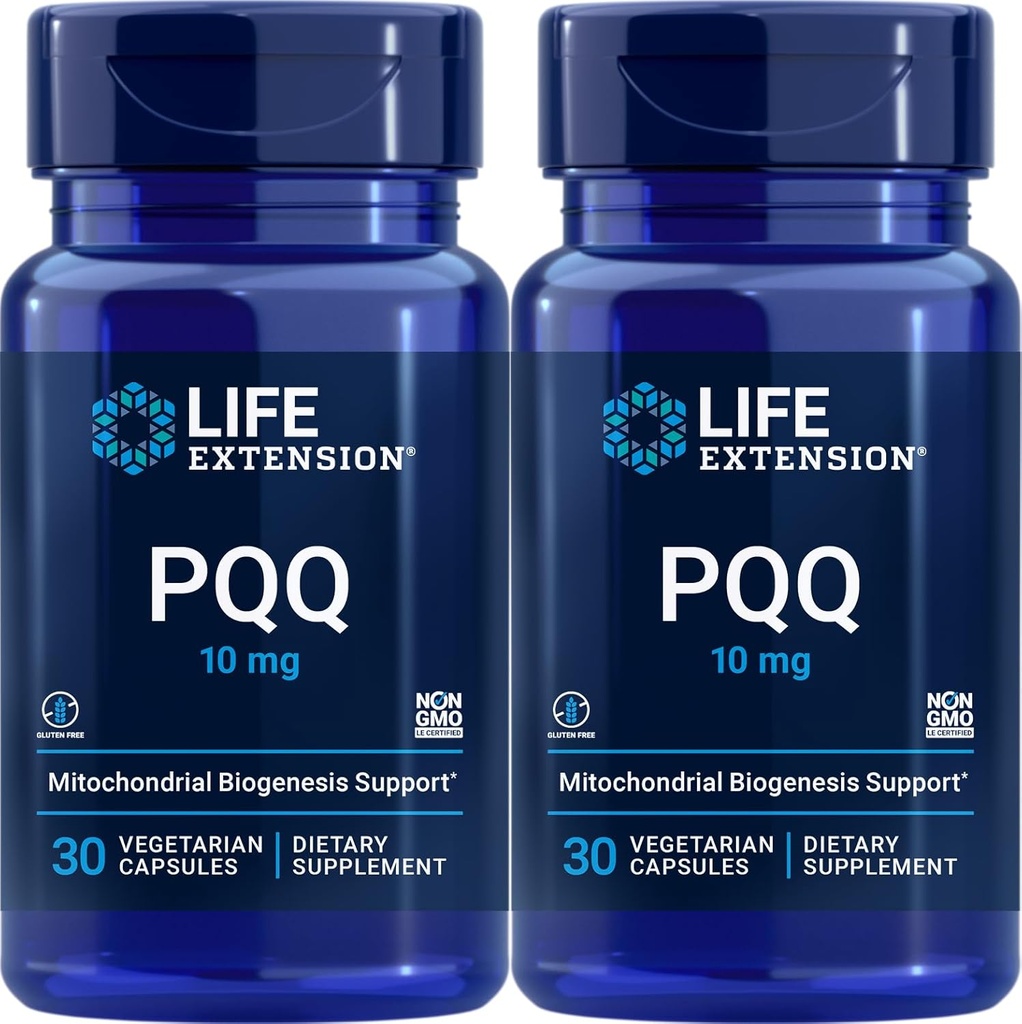Prolongation de la durée de vie PQQ (Pyrroloquinoline Quinone) 10 mg, 30 capsules végétariennes (paquet de 2)