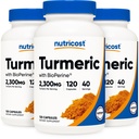 Pilules curcumines curcumines (emballage 3) avec BioPerine et 95% Curcuminoides, 2300mg, 120 Capsules, Gélules, 767mg par capsule, 40 portions, sans gluten, sans OGM