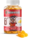 Emulsión de Escocia Omega 3 Gommies pour enfants – avec les vitamines A, D3, acide folique + zinc, fer et calcium – Arôme de mangue sans arrière-goût de poisson – Immune et soutien du foie – 30 Gommies