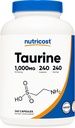 Nutricost Taurine 1000mg Capsules Supplément, 240 Capsules par bouteille, sans OGM et sans gluten