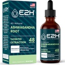 E2H Ashwagandha gouttes liquides - supplément d'Ashwagandha tout naturel pour le soulagement du stress et l'amélioration de l'humeur- extrait de racine d'Ashwagandha biologique efficace Cortisol Manager