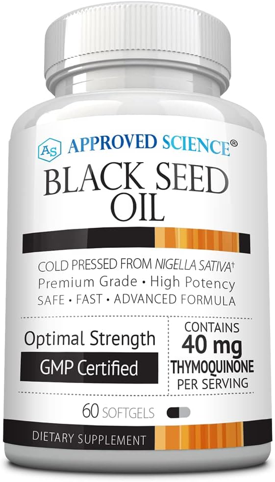 Approved Science Black Seed Oil - Cold Pressed Nigella Sativa - Boost Immunity, Respiratory, Cognitive, and Digestive Health - 2% Thymoquinone - 1 Bottle - 60 Softgels - Made in The USA