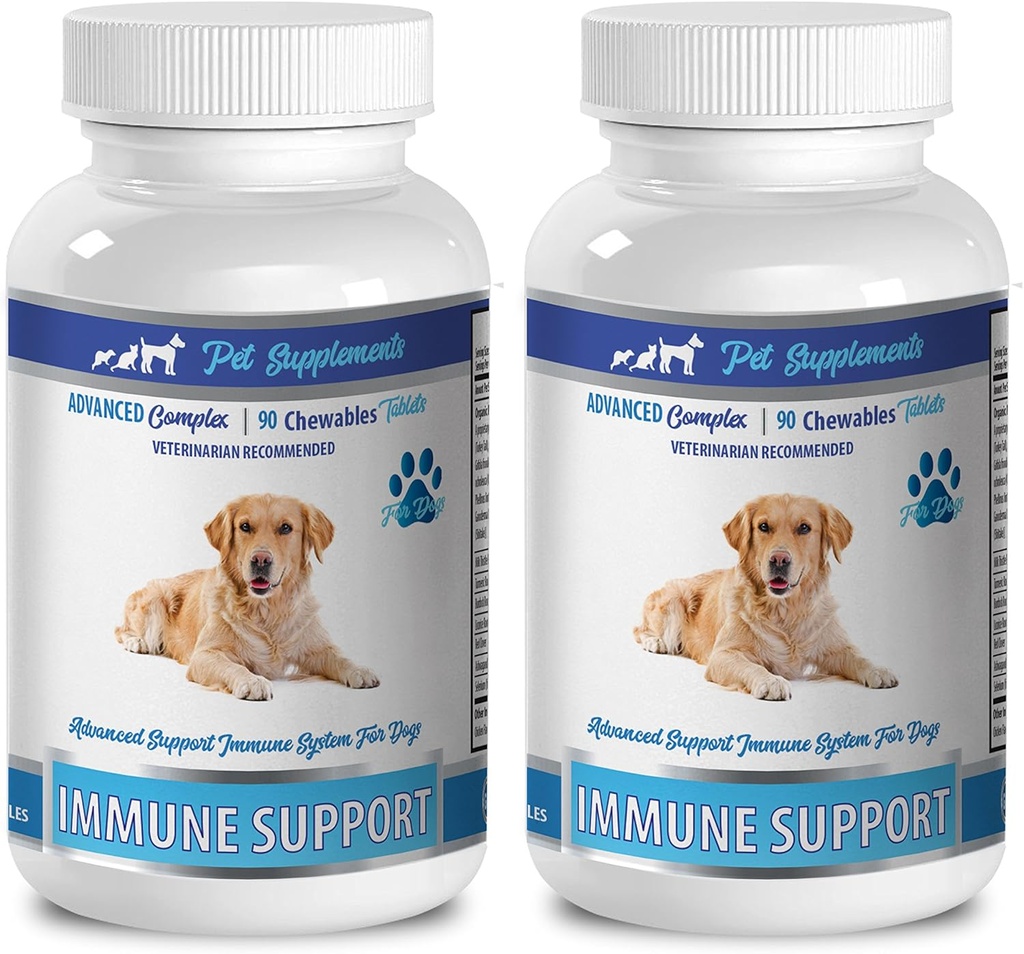 animal de compagnie Immune Renforter - Support avancé du système immunitaire - CHEFABLE - pour chiens - ashwagandha pour chiens - 2 bouteilles (180 Chews)