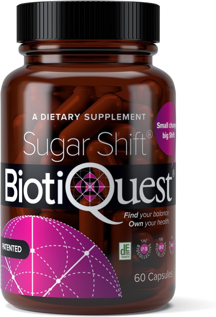 BiotiQuest Sugar Shift Probiotiques pour soutenir contre les agents pathogènes et protéger votre système immunitaire, 22 milliards CFU, non-OGM, et sans gluten, 60 capsules