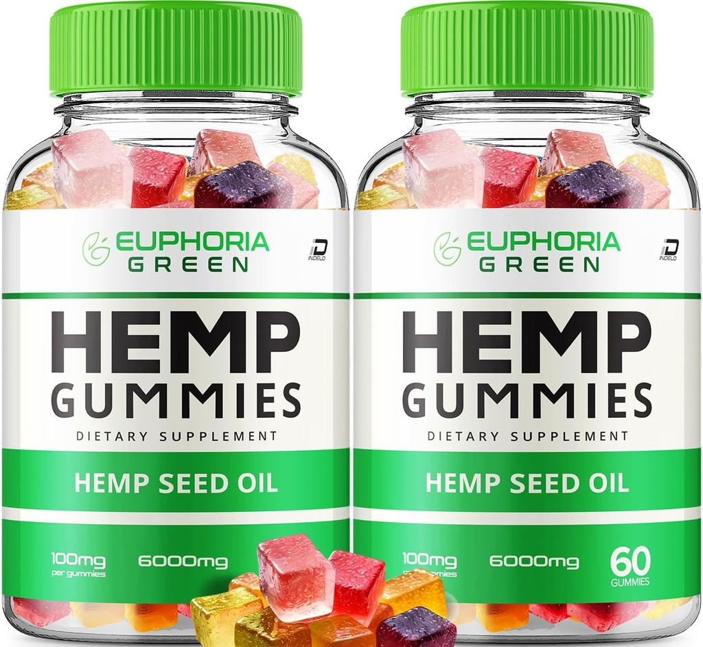Gommies de chanvre vert d'Euphorie - avec extrait de chanvre Gommies de chanvre vert d'Euphorie Supplément à base de plantes acouphènes, soutien à la santé et au bien-être, tout naturel Gommy de chanvre vert d'Euphorie (2 pack - 120 Gommies)