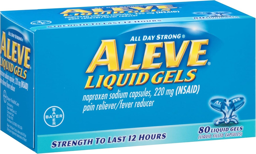 Gels liquides d'Aleve avec du sodium de Naproxen, 220mg (AINS) analgésique/réducteur de fièvre, 80compte (paquet de 2)