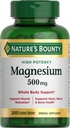 Nature's Bounty Magnésium 500 mg Comprimés, supplément de magnésium à haute puissance pour la santé des os et des muscles, soutien du corps entier, 200 Compte (paquet de 1)