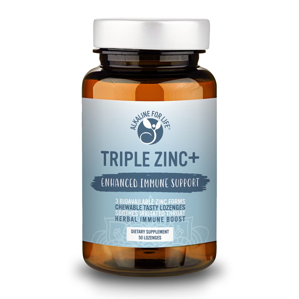 Triple Zinc Lozenges - 3 formes de biodisponibilité Zinc Glycinate, Zinc Citrate, Zinc Aspartate - Zinc Immune Supplément de soutien Echinacea, Elm slipery, OPC, Vitamine C, Sucanat Honey