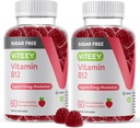 Viteey Vitamine B12 Gummies pour adultes et adolescents 1000mcg, sans sucre - Bon pour l'énergie, le métabolisme, le soutien de l'énergie naturelle - végétalien, sans gélatine, sans gluten, sans OGM - aromatisé aux fraises à croquer