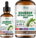 4-in-1 Soursop Bitters Liquid, Soursop Oil with Sea Moss & Black Seed Oil & Ashwagandha, for Immune & Digestive & Cell Support, Sugar-Free | Non-GMO | Vegan (2 Fl oz) Slightly Sweet Flavor