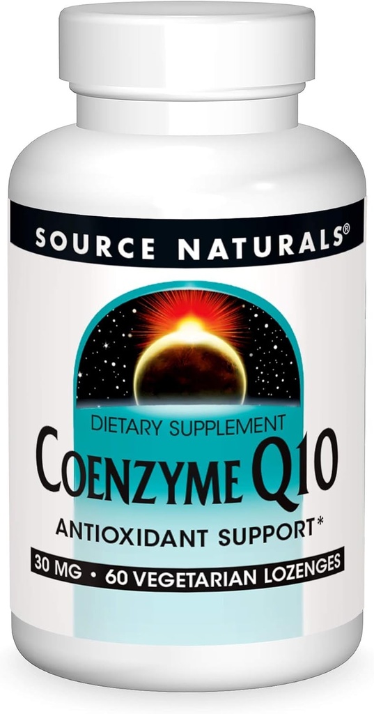 Source Coenzyme naturelle Q10 Support antioxydant 30 mg pour le coeur, le cerveau, l'immunité et le foie - 60 Lozenges