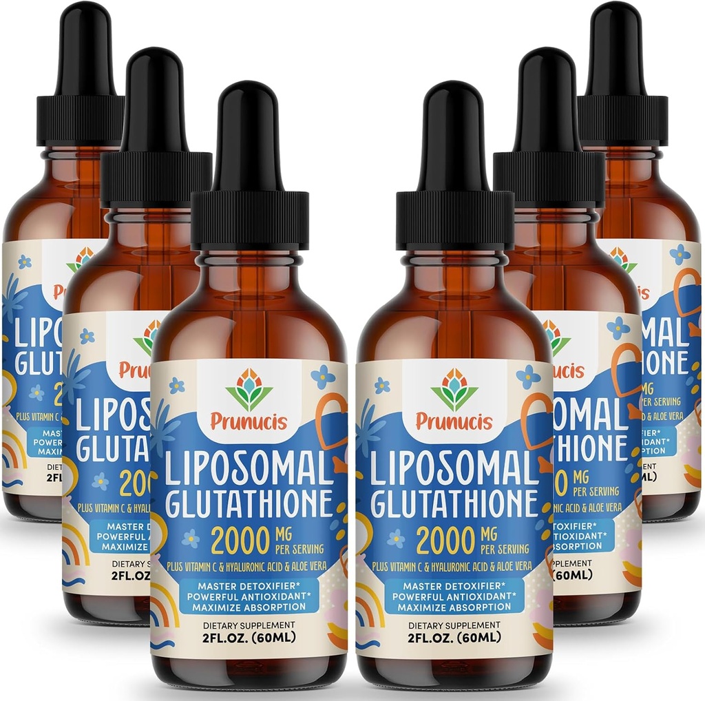 2000MG Glutathion liposomique liquide, 98% Absorption, supplément de forme active L-Glutathion, Complexe antioxydant végétalien puissant pour le système immunitaire, Défense du vieillissement, Detox, 12 FL.OZ