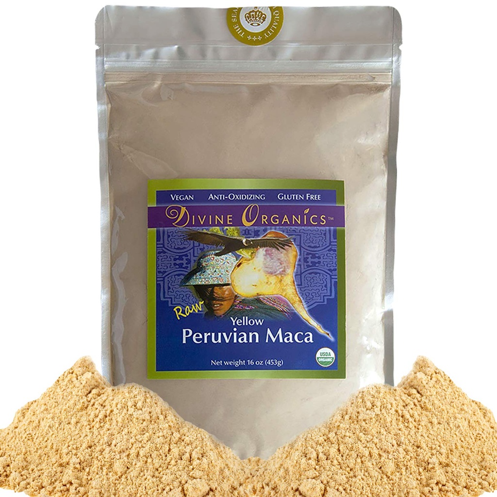 Poudre de maca de 16 oz - certifié biologique - cru, végétalien, anti-oxydant, sans gluten - racine jaune de maca péruvienne