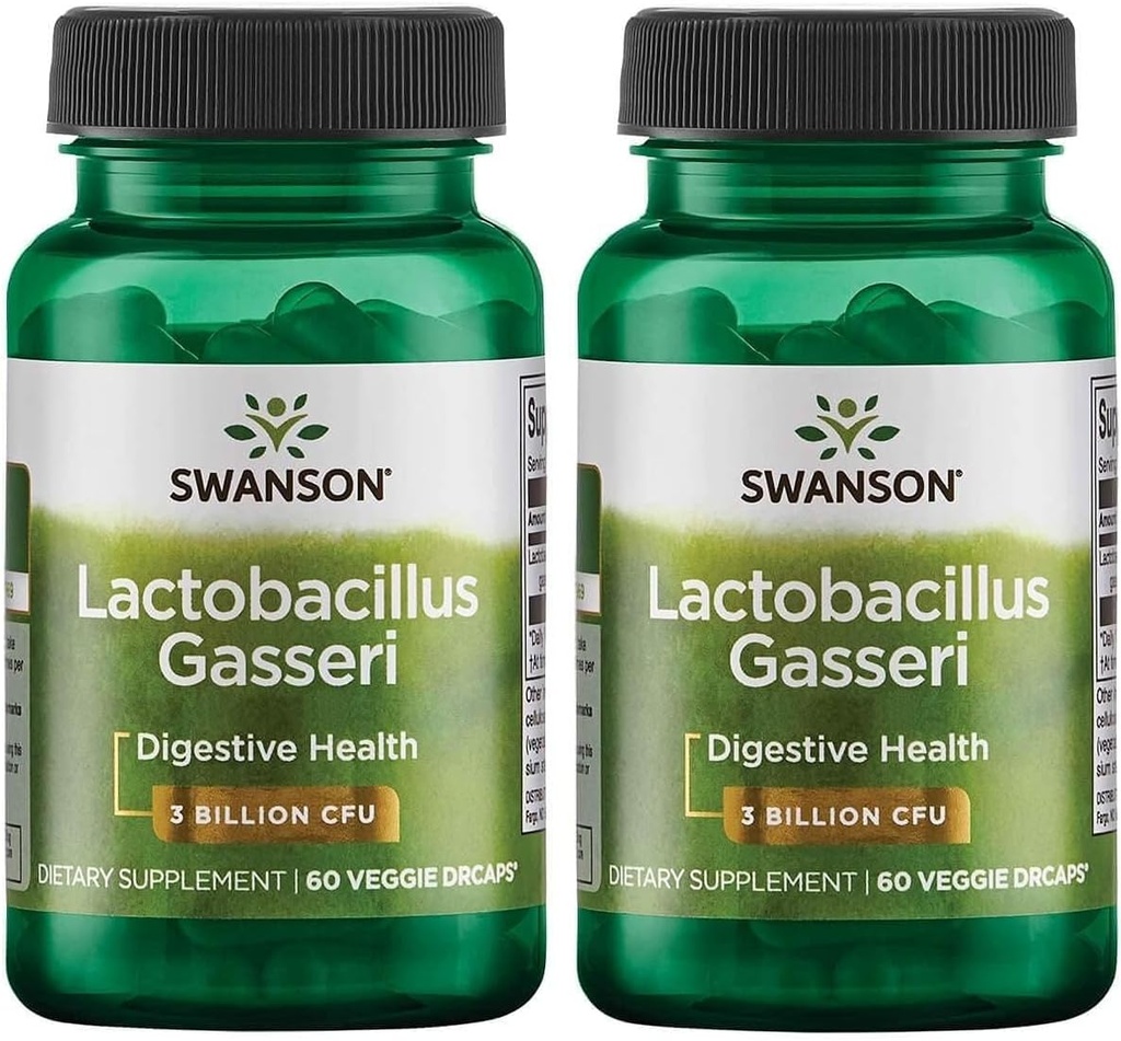 Swanson Lactobacillus Gasseri - Supplément probiotique pour soutenir la santé digestive avec 3 milliards d'UFC - Satiété de conception et soutien au métabolisme des graisses - (60 capsules de légumes) 2 bouteilles