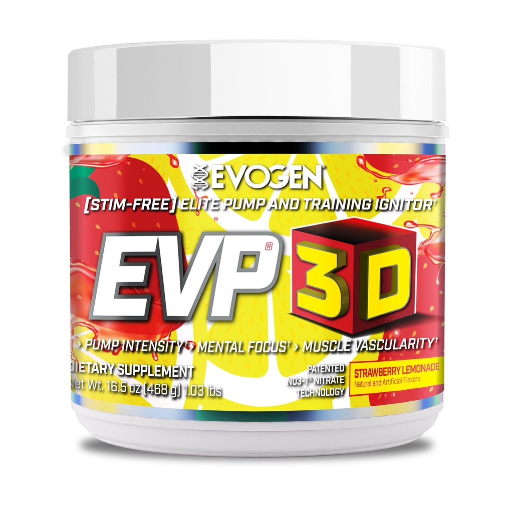 Evogen EVP 3D - Stim Free Pre Workout Poudre pour hommes et femmes sans sucre Non Stim Preworkout avec Beta Alanine et Créatine pour l'énergie et la pompe