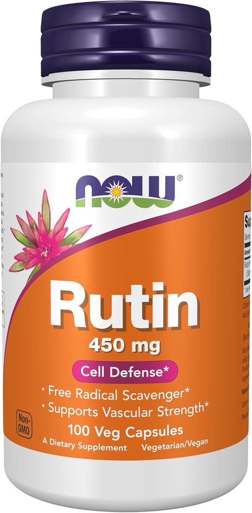 MAINTENANT Compléments alimentaires, Rutin (Sophora japonica) 450 mg, Récupérateur Radical libre*, Défense cellulaire*, 100 gélules