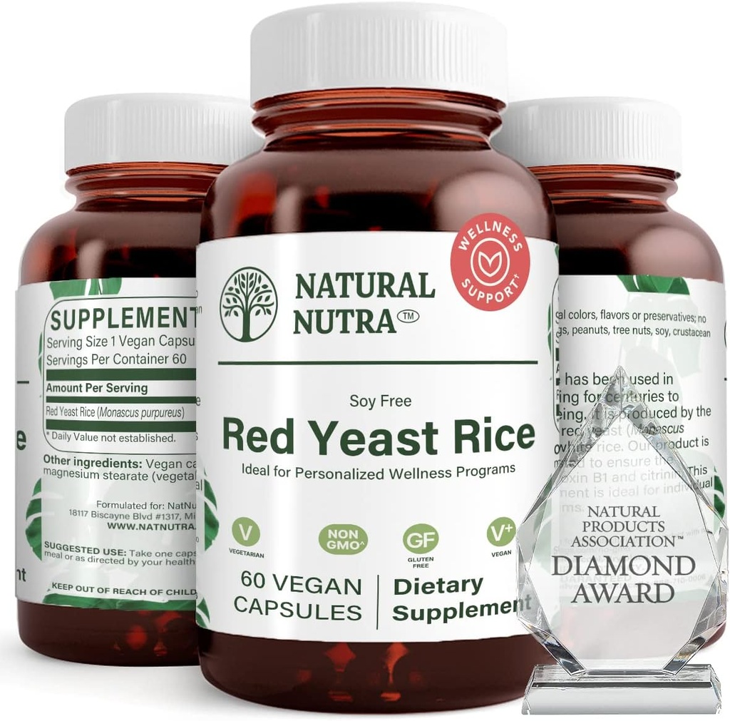 Extrait naturel de riz de levure rouge Nutra, soutien cardiovasculaire, aide à améliorer l'immunité, aide à maintenir les graisses du corps et la santé cardiaque, améliorer la digestion, suppléments sans gluten, 600 mg 60 Capsules (3 Pack)