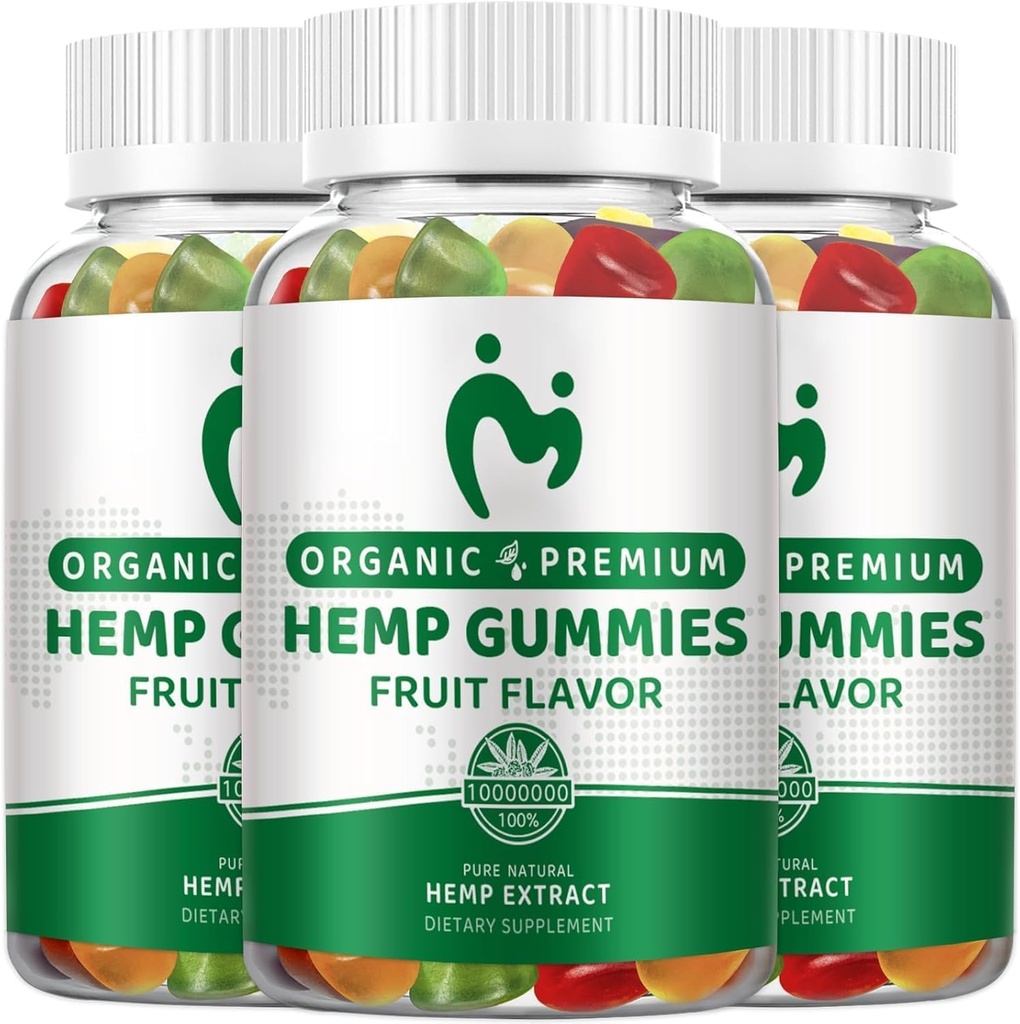 (3 pack) Gommies de chanvre Extra Strength - Huile de chanvre biologique pure haute puissance Gommy infusée - Gommy 100% naturel de chanvre d'ours pour adultes - végétalien, non-OGM - Fabriqué aux États-Unis