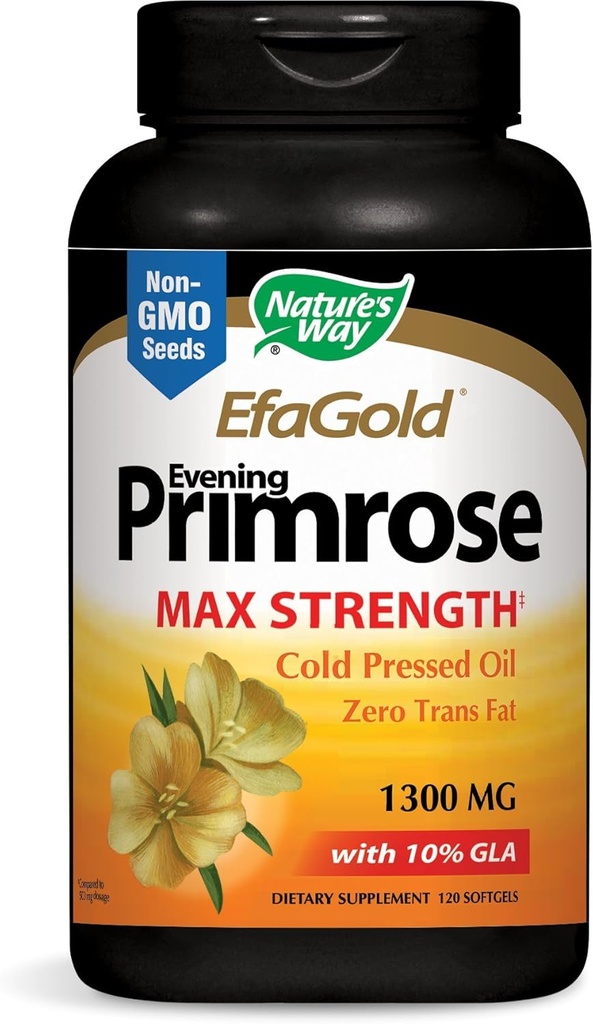 Nature's Way Le soir Primrose, EFA Or Huile pressée froide 1300mg, 120 Softgels