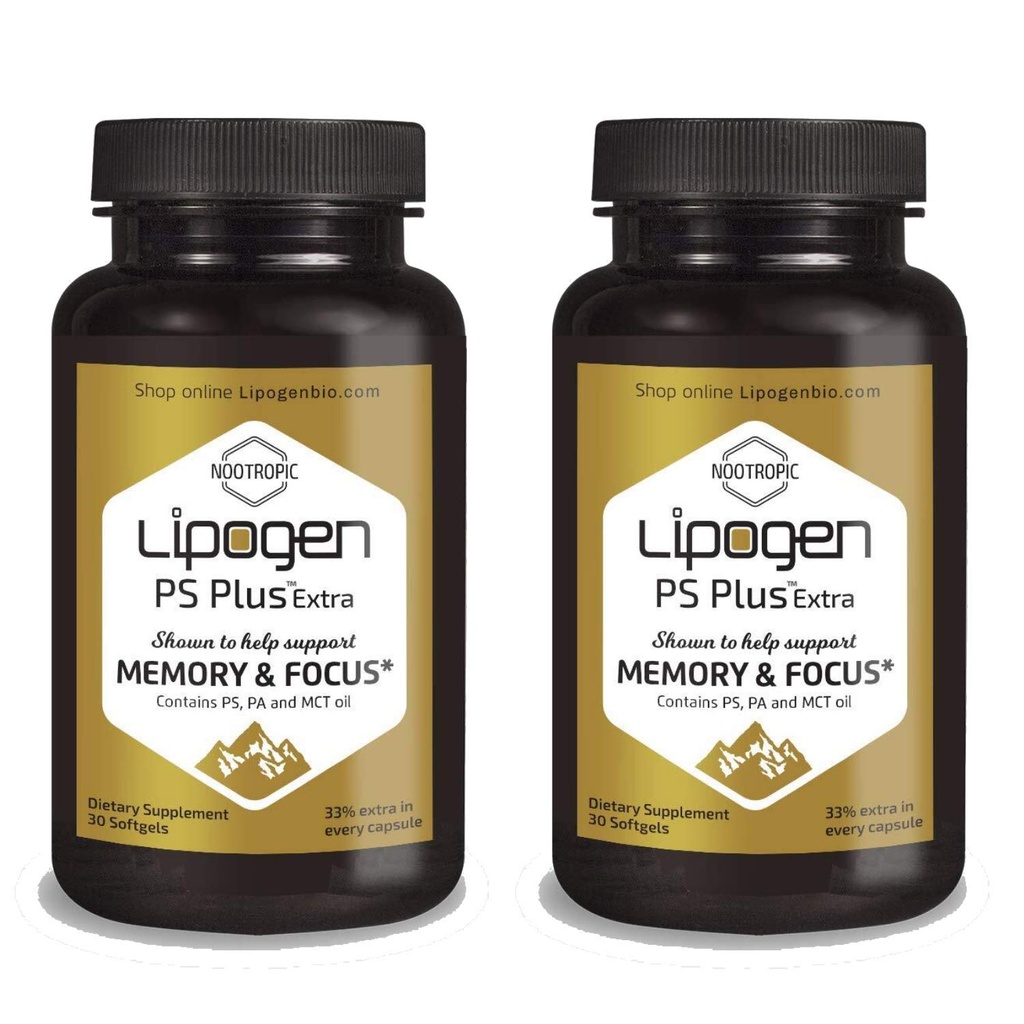 PS Plus Supplément supplémentaire booster cerveau – 133mg Phosphatidylsérine pour la mémoire, le focus et le soutien cognitif – Formule de santé cérébrale premium – Approvisionnement d'un mois (paquet de 2-60 Softgels)