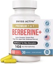 Swiss Activa+ Labs Organic 7-en-1 Berberine Supplement $ 600mg HCl + Ceylan Cinnamon, Turmeric, Ginger, ACV, Goldenseal, BioPerine $ Soutien métabolique, cardiaque et digestif $ Vegan, non-OGM 30 jours