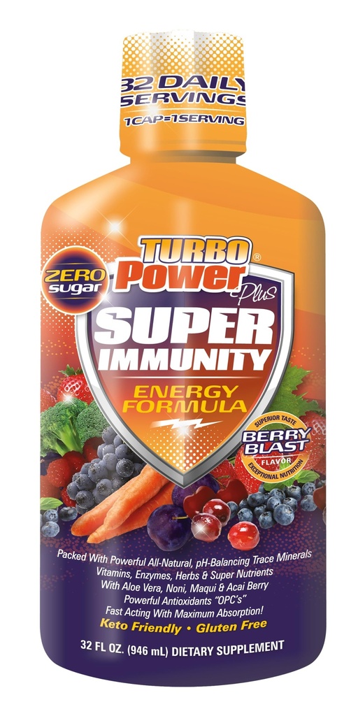 Liquid Vitamine Turbo Power Plus : 47 Vitamines, Enzymes, Vitamine D3, Vitamine A, Vitamine C et Zinc pour hommes, femmes, adolescents et enfants