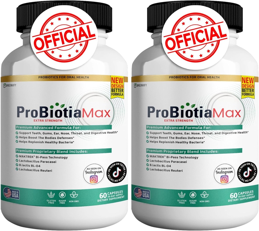 ProBiotia Max 40 Million CFU Extra Strength Supplément probiotique oral, 60 Capsules, soutient la santé des dents et des gencives, sans gluten (2)