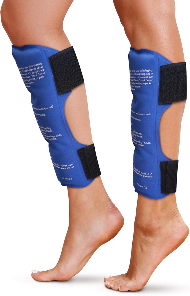 Shin Splint Ice Packs, HSA and FSA Eligible Reusable Hot and Cold Therapy Wrap | Leg or Calf Pain Relief | Advanced Soft Gel Technology | Freezable and Microwavable | Running Injuries & Recovery