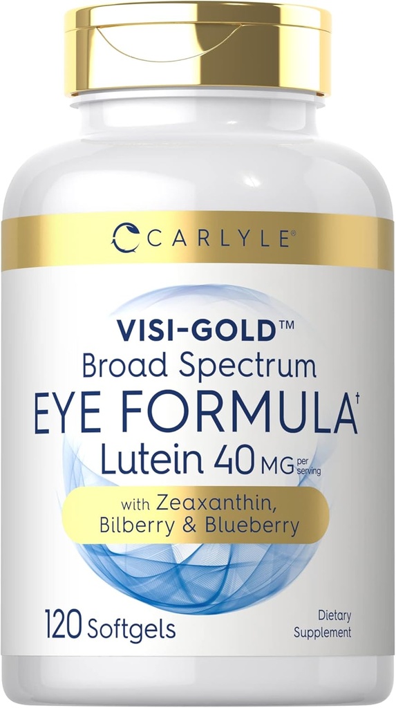 Carlyle Eye Health Supplement: 120 Softgels avec Lutein 40mg, Zeaxanthin, Bilberry et Blueberry.