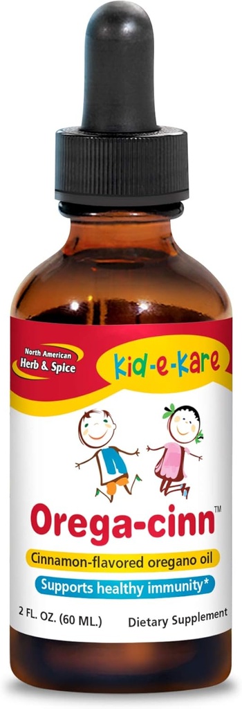 North American Herb & Spice Kid.e.Kare Orega-Cinn, Cinnamon Flavor - 2 fl. oz. - Grand-Tasting Immune Support - Soin Mucus Membranes - Huile d'origan sauvage - Non-OGM - 120 Total des services