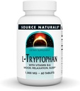 Source Naturals L-Tryptophane avec vitamine B-6 - Support d'humeur, relaxation et sommeil - 1000mg - 60 comprimés