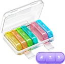 Organisateur hebdomadaire de pilules 3 fois par jour, boîte à pilules portable de 7 jours pour pilules, vitamines, huile de poisson, médicaments, suppléments (3x7 transparent + arc-en-ciel)
